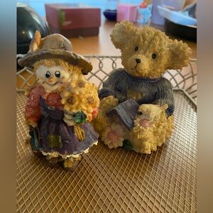 Charming Scarecrow and Bear Figurines